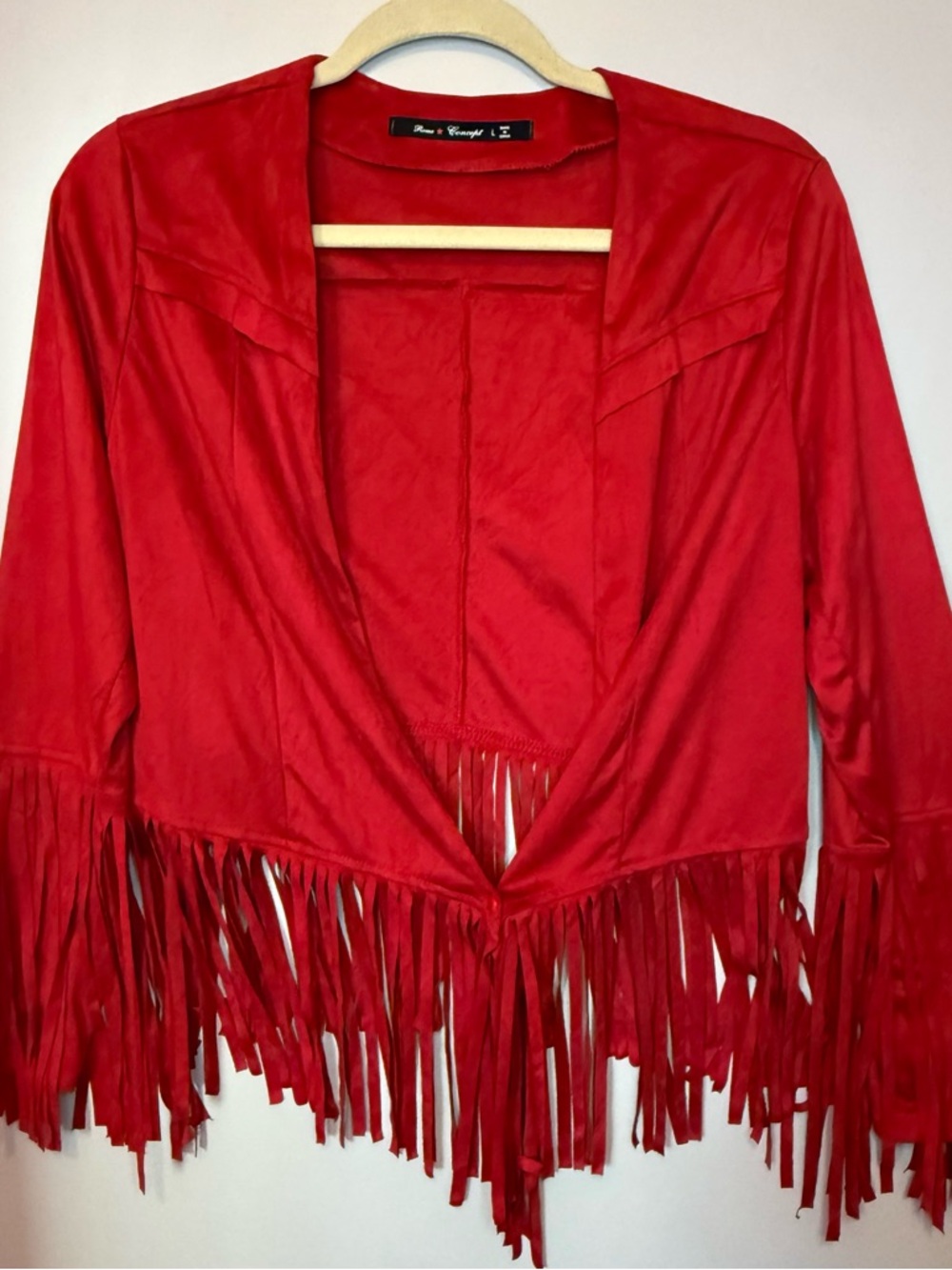 Roma Red Suede-Look Fringe Jacket